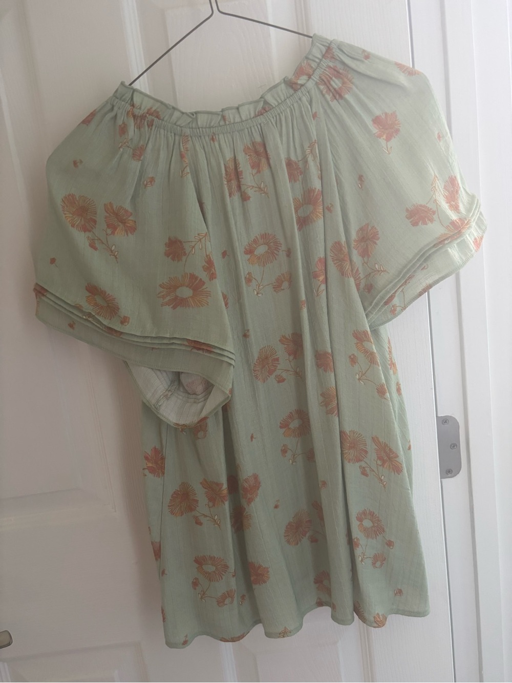 Sage Green Floral  Blouse with Flowy Design